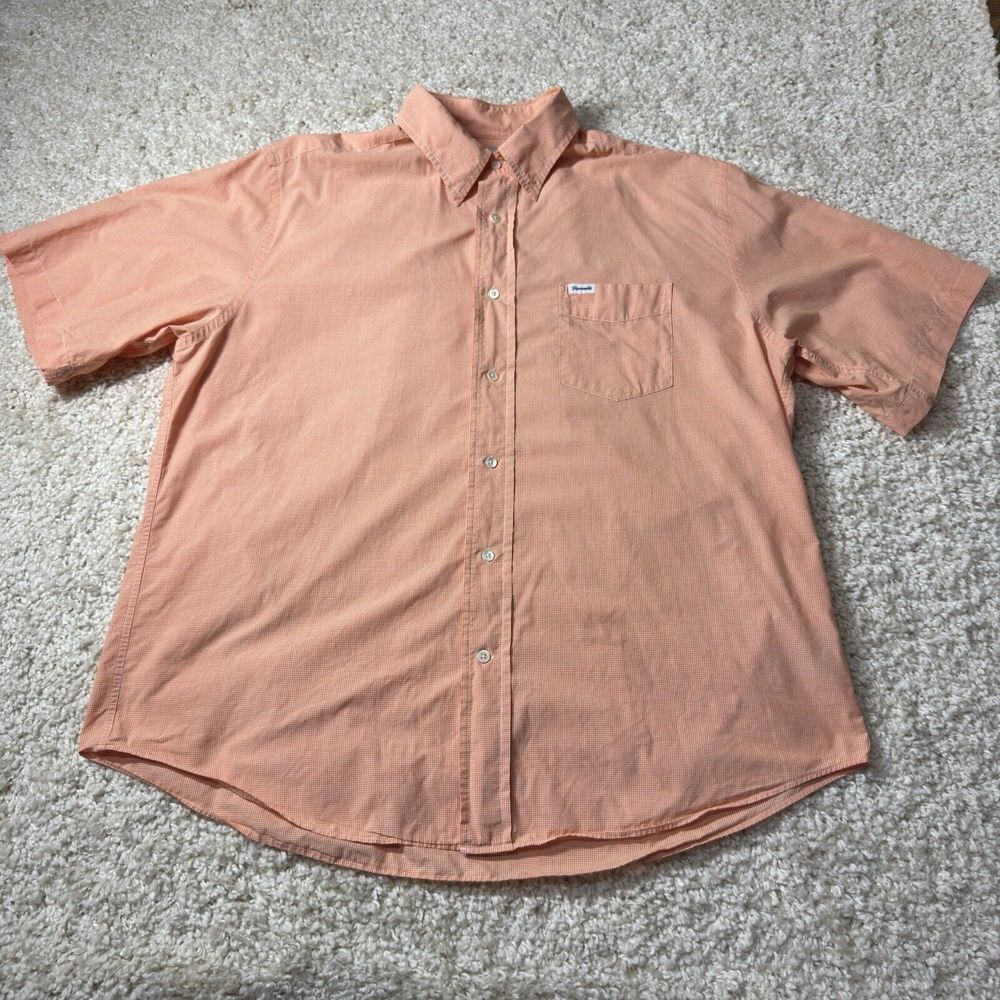 Faconnable Shirt Men's XXL Orange Check‎ Casual Cotton Logo Office